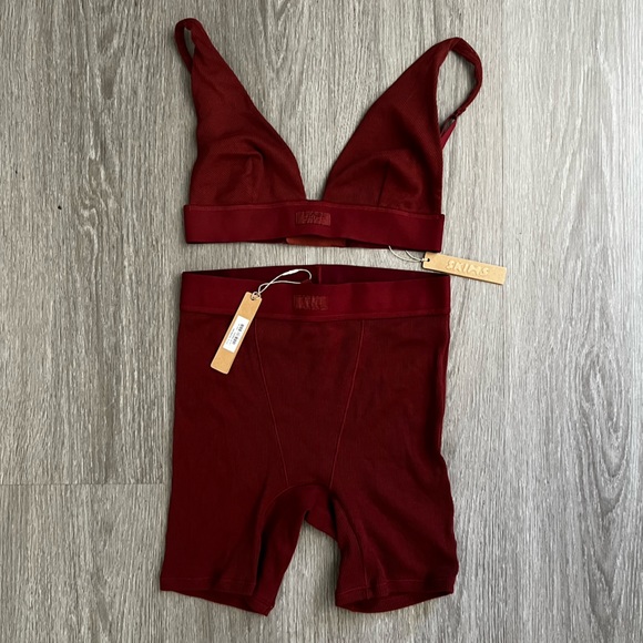 SKIMS Other - SKIMS Cotton Rib Bralette and Boxer Set
